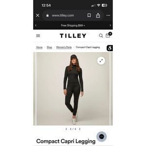 Tilley Compact Capri Leggings black Sz 10